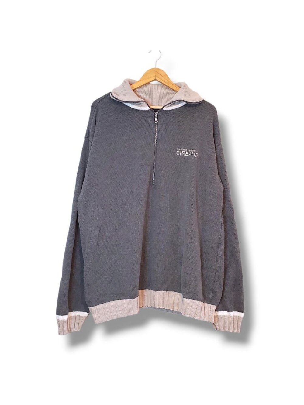 Y2K Marithe Francois Girbaud Half Zip Knit Sweater Gray Size 2XL